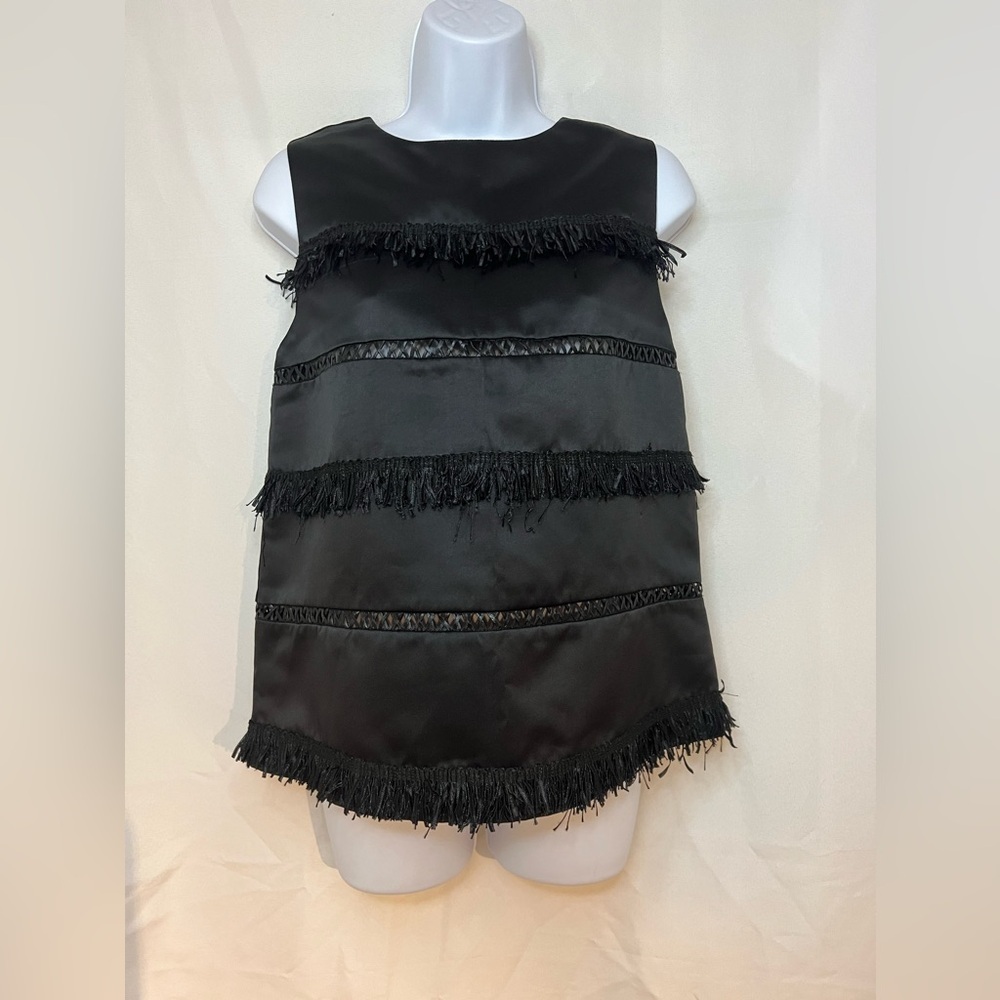 Endless Rose Tiered Fringe Top in Black, NWOT Going out Party Dark Feminine Smal